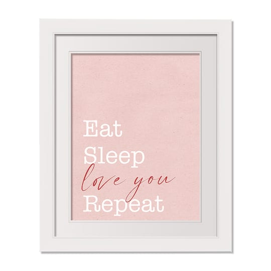 16" x 20" Eat Sleep Love White Framed Print Wall Art
